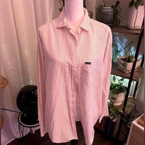 Red and white faconnable men’s button up dress shirt